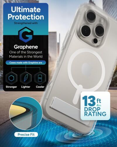 ZAGG Crystal Palace Magsafe Military-Grade Clear Kickstand Case - iPhone 16 Pro - Picture 4 of 8