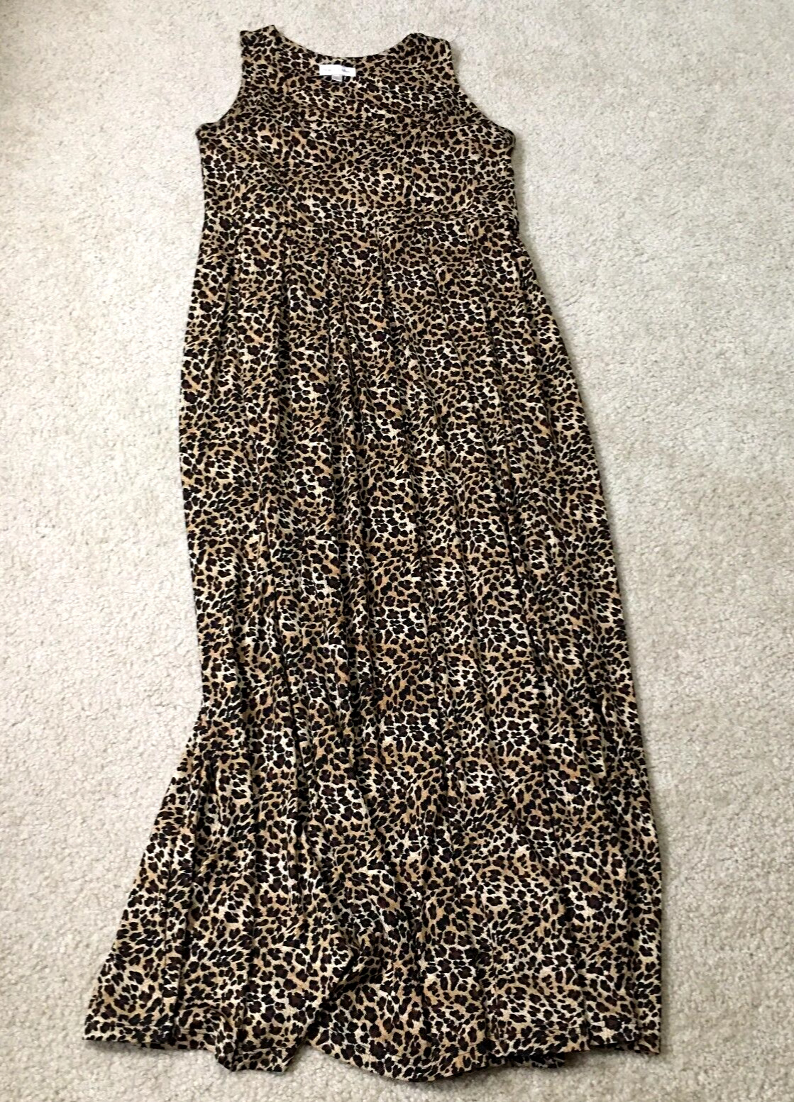 Monroe & Main Womens Midi Dress Sz S Brown Leopard Print Sleeveless EUC
