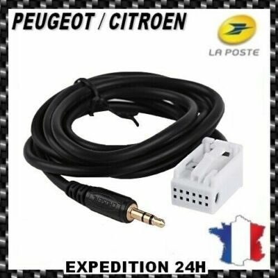Câble Auxiliaire RCA Pour Autoradio Peugeot - IPod IPhone MP3 - Modèles 407, 408, 208, 308, Etc.