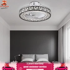 LED Modern Invisible Ceiling Fan Light Dimmable Chandelier Fan Lamp W/ Remote