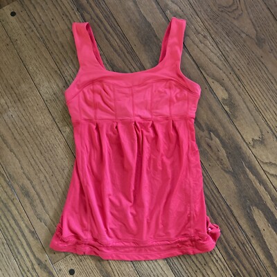 Lululemon Red Elevate Run Tame Me Tank Top Cinch Waist Womens Size 4 Gym Yoga