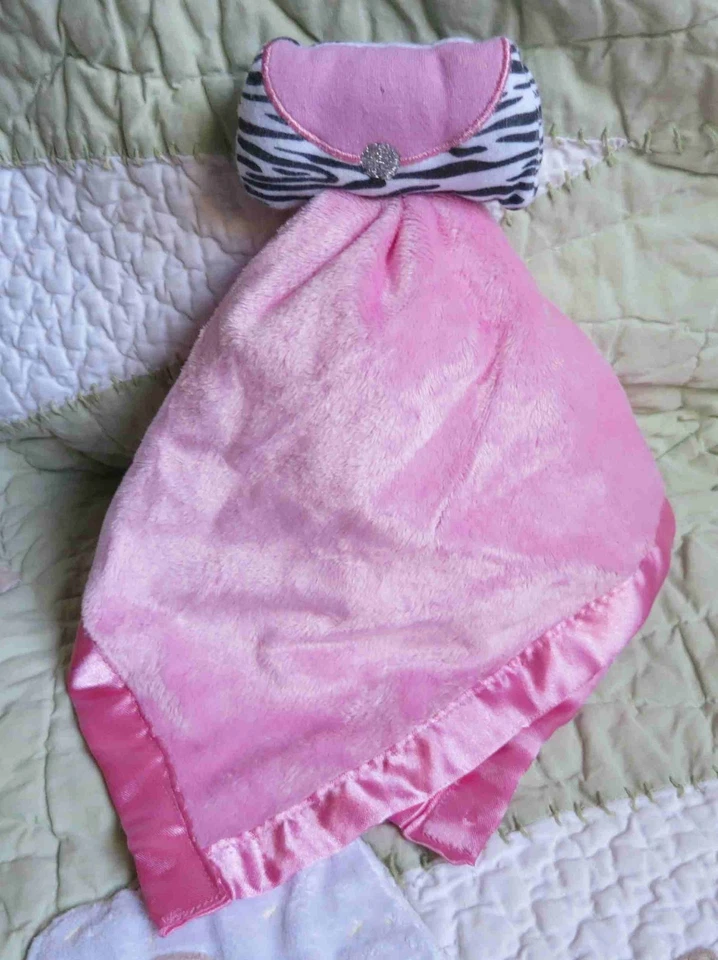 Cartera sin asas Baby Essential cebra rosa satinado niña manta de seguridad sonajero amoroso Foto 2 de 4