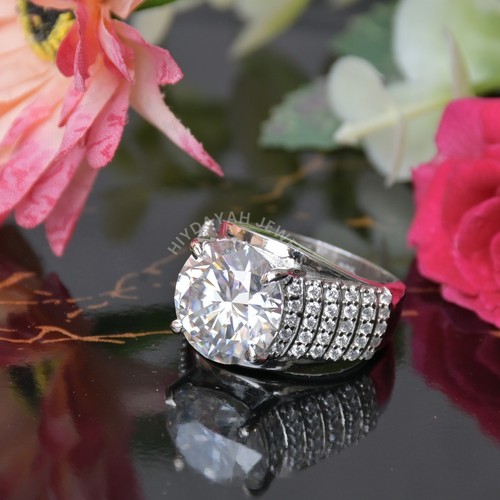 8.22 Ct Certified White Diamond Round Solitaire Men' Ring Great Shine Sparkle. - Picture 2 of 8