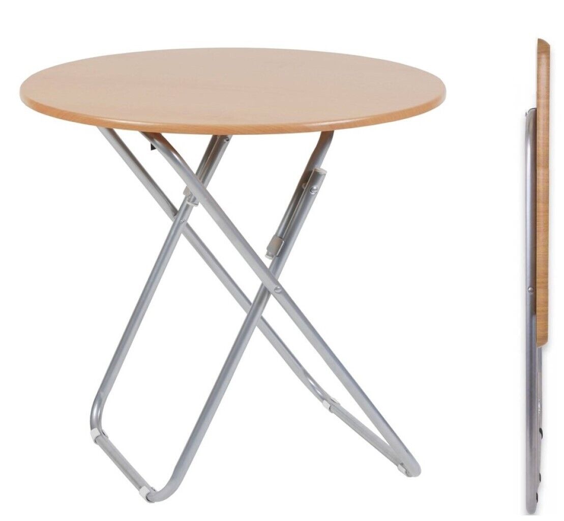 Mesa plegable portátil para Camping Terraza Jardín Playa Metal y madera 70X70cm