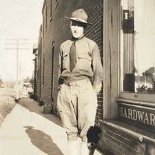Marion Indiana Hardware Store RPPC Postcard 1920s WW1 Soldier WWI Photo IN A1697