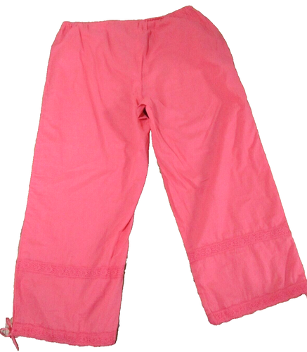 Victorias Secret Coral Cotton Eyelet Lace Capri PJ Pants Size Small Women's EUC - Picture 2 of 6