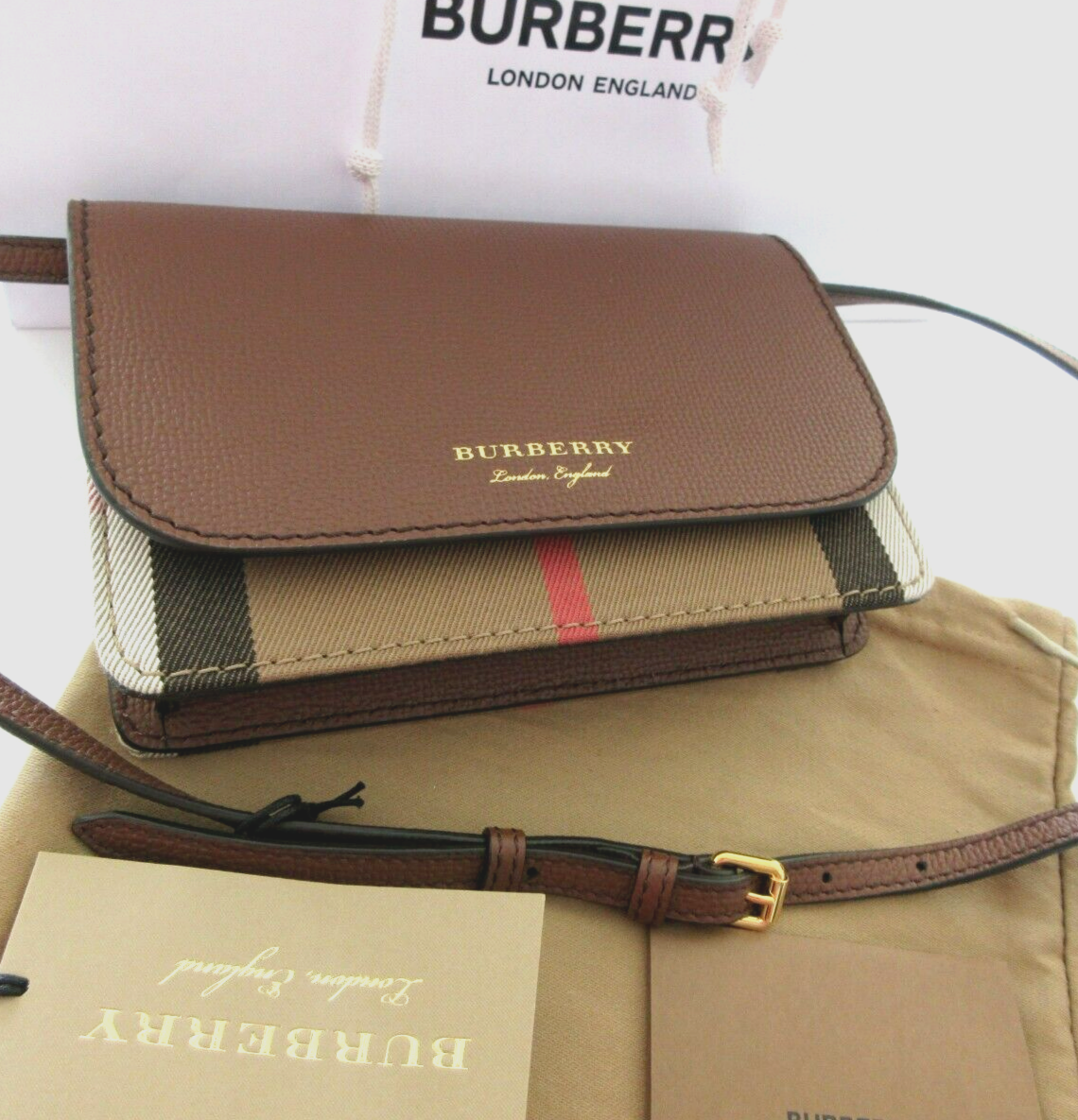 Burberry Crossbody Hampshire House Check Derby Tan 80628091 Burberry Crossbody Hampshire House Check Derby Tan 80628091