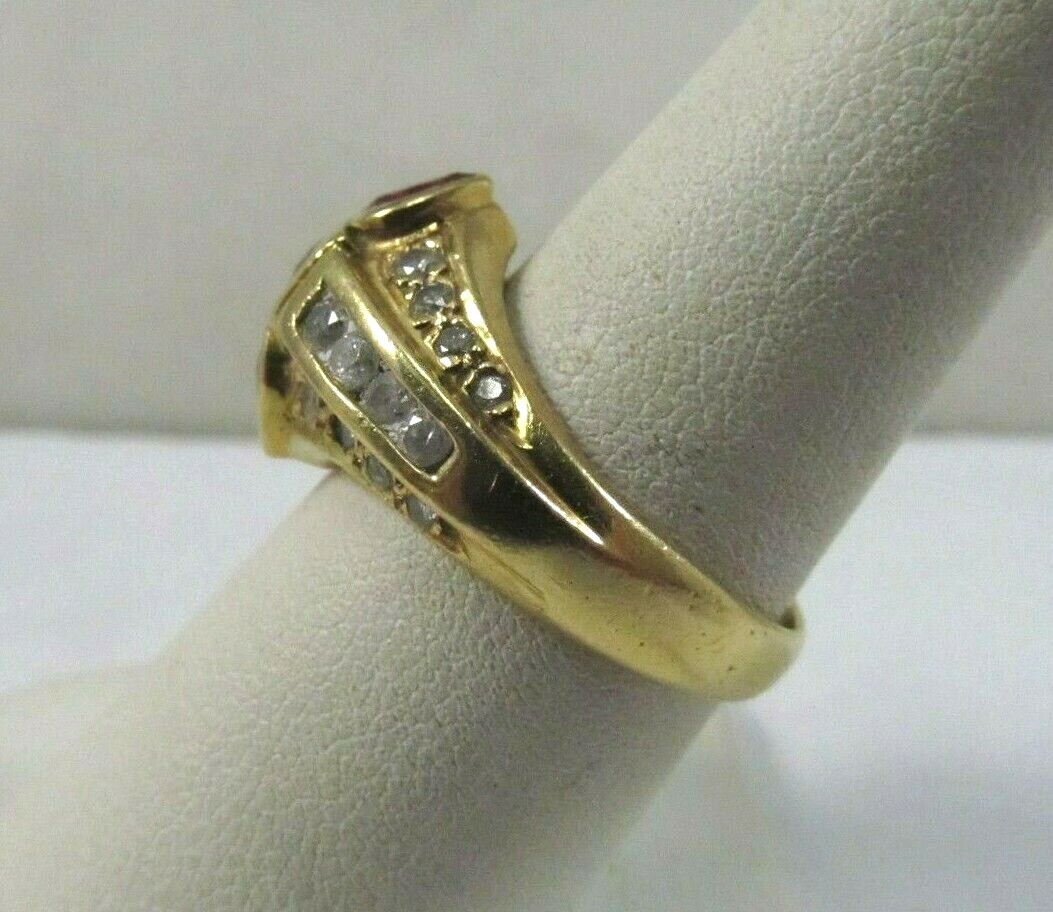18K Solid Gold Diamond & Ruby Dinner Ring  Size 7… - image 4