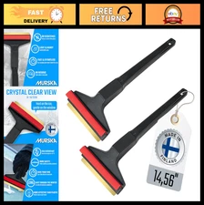 2-Pack Long Handle Ice Scraper with Brass Blade - 14.5" Snow Remover for Windshi