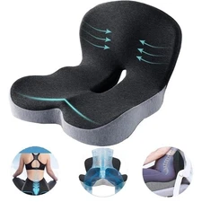 Memory Foam Seat Cushion w/Lumbar Support Pillow for Back & Sciatica Pain Relief