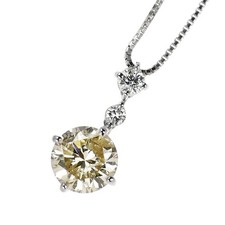 Pt900/ Pt850 Diamond Pendant Necklace 1.775ct D0.160ct - Auth free shipping from