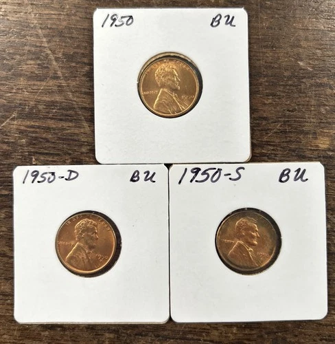 1950 P, D & S Lincoln Wheat Cent Penny BU