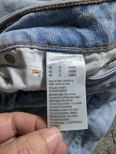 Jean femme American Eagle Mom taille 12 court délavé léger - Photo 5/15