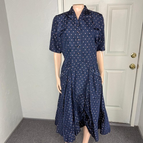 Vintage 50s Women's Dress Party Evening Pockets Acetate Formal Side metal zip C6