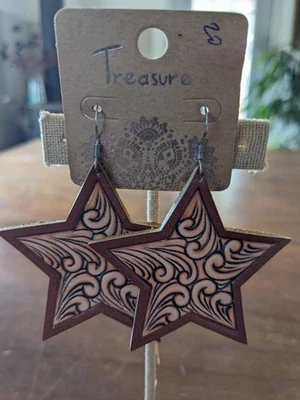 Treasure brand southwest style western leather type material star shape #37 - Image 1 of 4