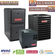 Goodman 1.5 Ton 14.5 SEER2 Gas Furnace AC Multi Family 96% AFUE 60K BTU Vertical