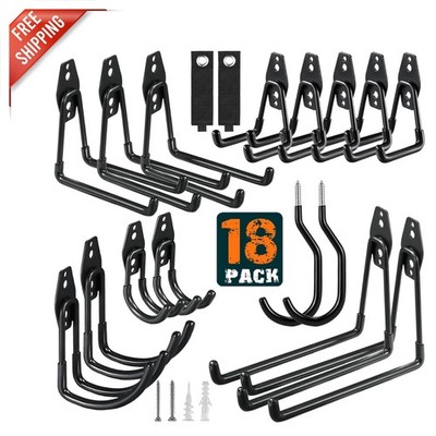 Effortless Garage Organization - 18 Pack Utility Hooks for Power Tools & Bikes
