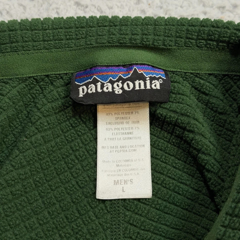 Pullover Patagonia Para Hombres Grande Verde R1 Regulador Vellón Media Cremallera Senderismo Gorpcore Foto 3 de 4
