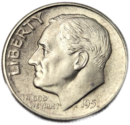 1951-S CH BU AU Silver Roosevelt Dime (DBU 9)