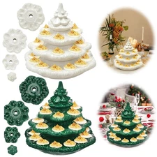 4 Tier Christmas Tree Shape Deviled Egg Platters Trays Holds 26 Holes Stackable