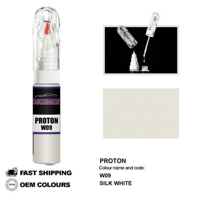 FÜR PROTON SILK WHITE W09 Touch Up Lackstift Pinsel Fix Kit Kratzer Chip Set