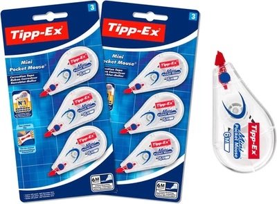 BESUCHE DEN TIPP-EX-STORE Tipp-Ex Korrekturroller Mini Pocket Mouse, Korrekturmaus, 6 M X 5 Mm, 2X3Er Pack