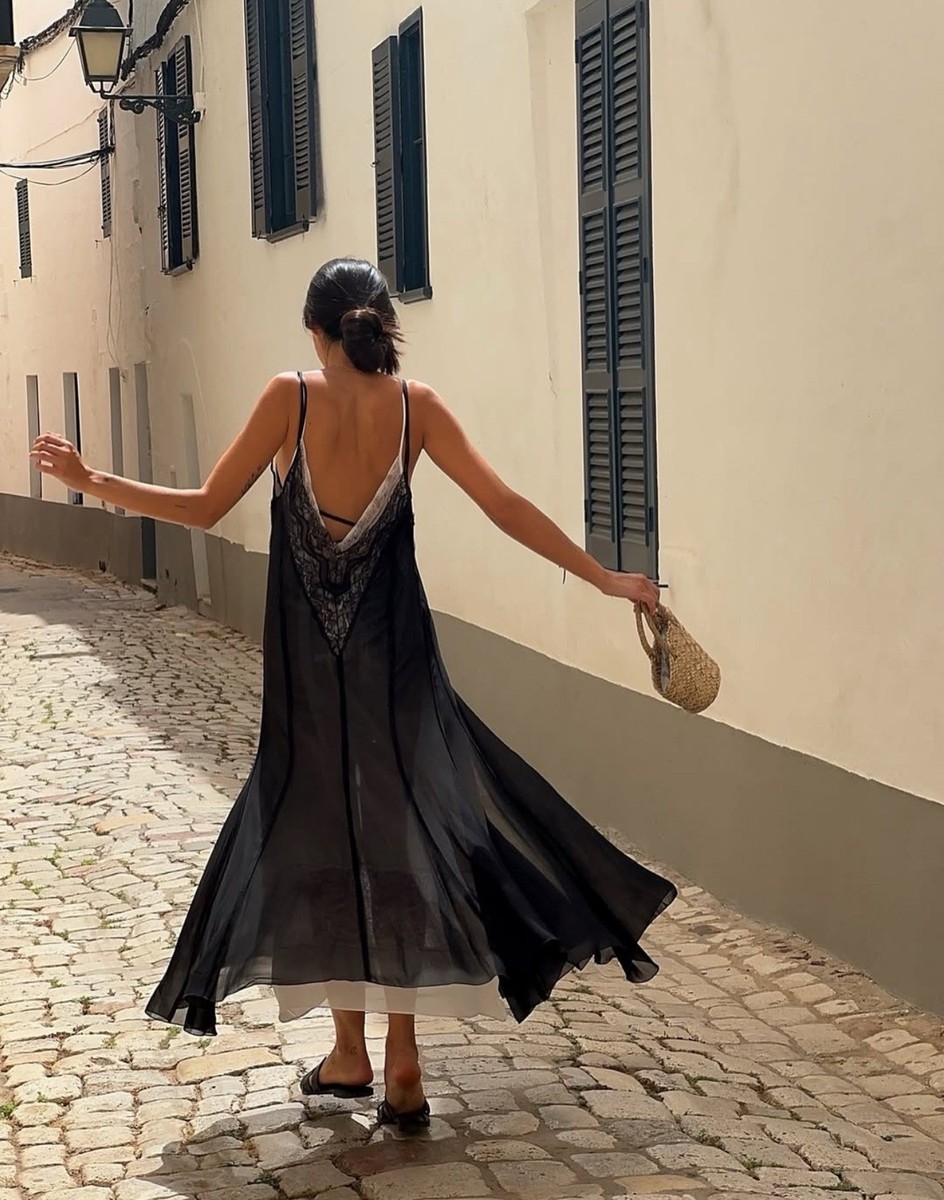 ZARA XS, S, BLACK WHITE LACE SLIP DRESS ZW COLLECTION $159