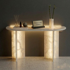 Mesa consola de mármol blanco de lujo - Mesa de vestíbulo de piedra minimalista moderna