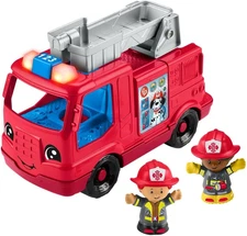 Little People Toddler Toy Fire Truck Musical Push-Along Vehicle with 2 Figures f