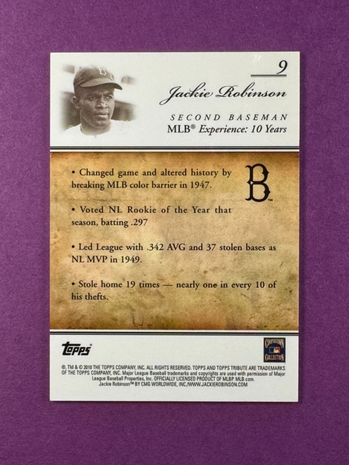 2010 Topps Tribute Blue #9 JACKIE ROBINSON /399 *FREE SHIPPING* - Image 3 of 3