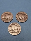 New Listing1913 Type 1 P D & S Buffalo Nickels (Dateless) - Free Shipping- A479