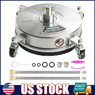 14'' Pressure Washer Surface Cleaner Stainless Steel 4000 PSI with Wheels & Wand