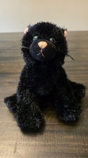 Ganz Webkinz Black Cat 8" Plush HM135 RETIRED No Code Stuffed Animal Green Eyes