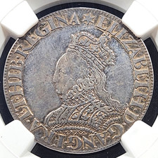 Scarce Milled 1560-66 England Shilling Elizabeth I | NGC VF Details - Tooled