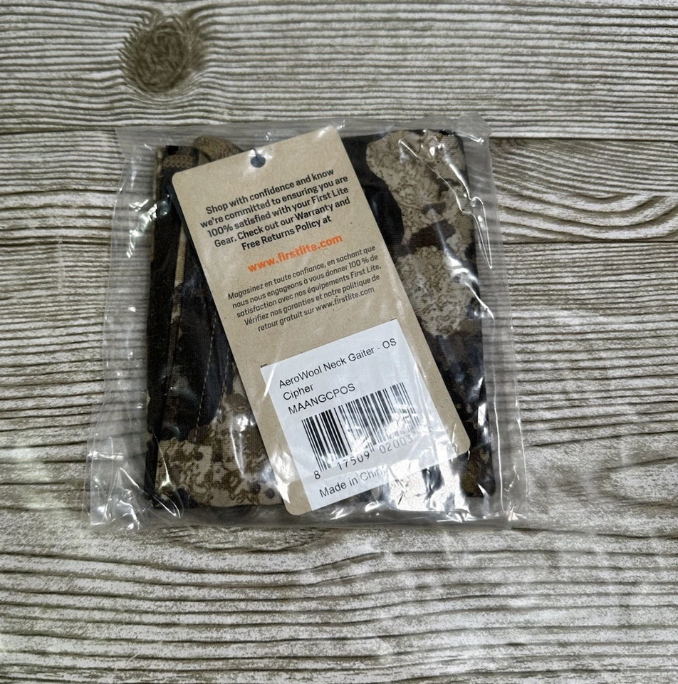 NEW First Lite Aerowool Neck Gaiter Merino Cipher Camo One Size Hunting Fishing - Image 2 of 4