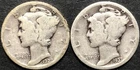 1927 1937 MERCURY 10 CENT SILVER DIME LOT 2 pc