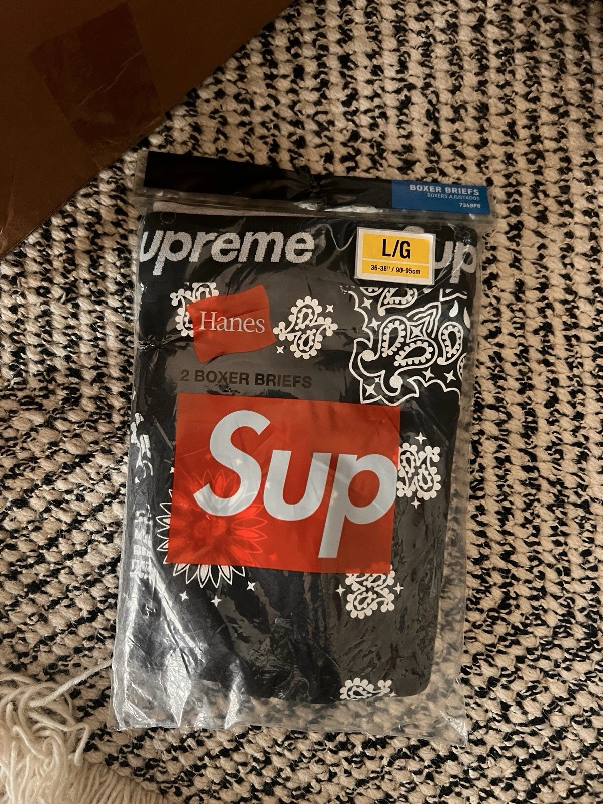 Lot de 2 boxers bandana noirs Supreme Hanes taille L slip créateur neuf authentique