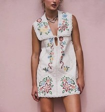Free People Willow Embroidered Mini Dress Boho Chic Festival Hippie Womens S