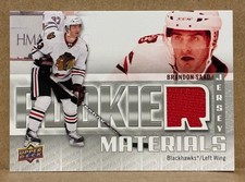 2011-12 Brandon Saad Upper Deck Rookie Materials Jersey Card #RM-BS. rookie card picture