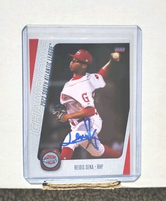 Reidis Sena Signed IP 2023 Greenville Drive Champions Minor Card Auto Red Sox