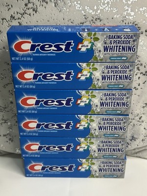 6x Crest Plus Baking Soda & Peroxide Whitening Toothpaste 2.4 oz Each Fresh Mint