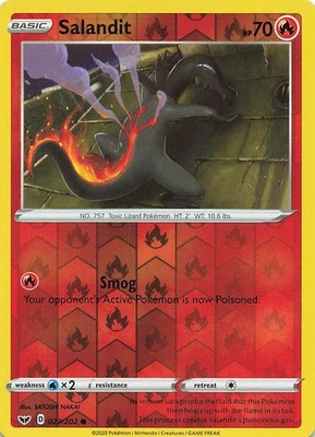Salandit Reverse Holo Common SWSH01: Sword & Shield Base Set 027/202 NM - Image 1 of 2