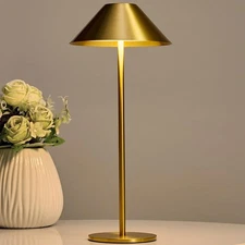 Bojim Gold Cordless Table Lamp, Rechargeable Touch Lamps with 3 Color Dimming...