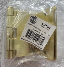 Stone Harbor Hardware Polished Brass Offset Hinge 3-1/2" 1/4 Rad 51412-3 Pair Of