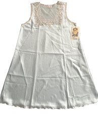 Verena Vintage Nightgown Sz Med Blue White Lace Sleeveless Short NEW Old stock