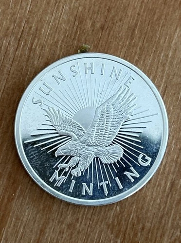 1/2 OZ .999 FINE SILVER ROUND – SUNSHINE MINT – EAGLE DESIGN – BULLION SI MARK