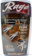 Rage Crossbow Hypodermic NC -No Collar- Mechanical Broadheads 100gr  2+" Cut 
