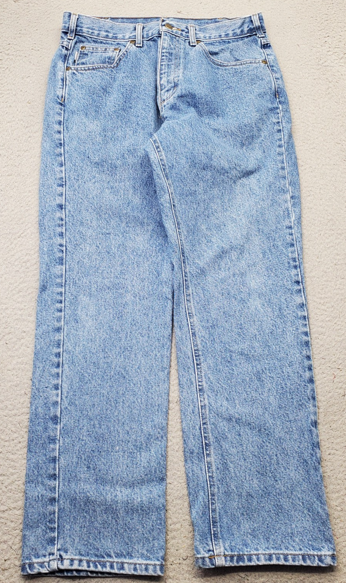 Carhartt Jeans Mens 34x30 Blue Denim Traditional Fit Stone Wash
