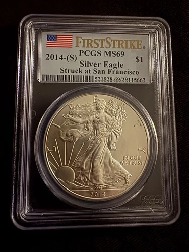 2014-S SILVER EAGLE PCGS MS69 | FIRST STRIKE | FS FLAG
