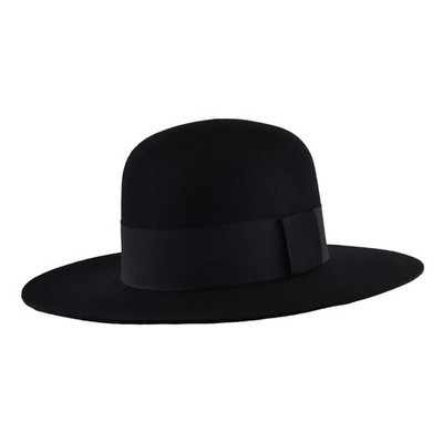 Breite Krempe Bolero Rund Cr Hut-schwarz 100 % Wollfilz runde Krone steife flache Krempe